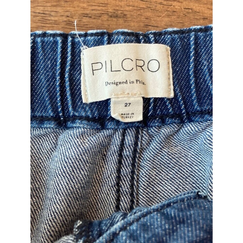Pilcro by Anthropologie Utility Tie Ankle Denim Cargo Jeans Women 27 Relaxed - Picture 3 of 9